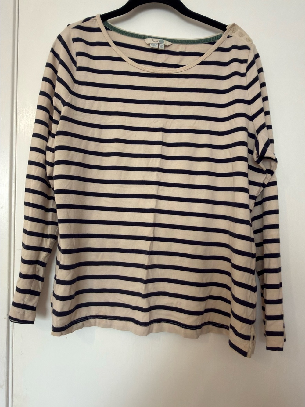 Boden navy/cream striped Breton tee size 12